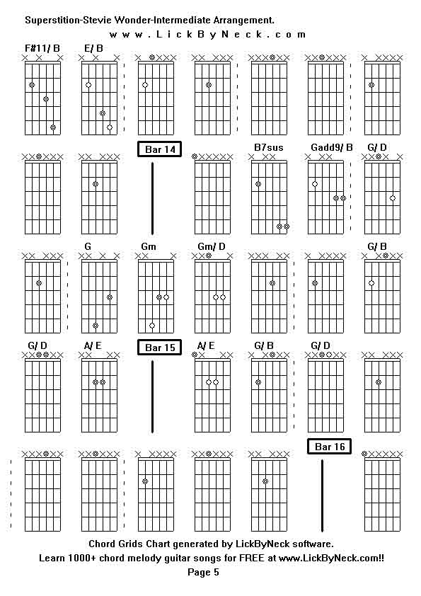 Chord Grids Chart of chord melody fingerstyle guitar song-Superstition-Stevie Wonder-Intermediate Arrangement,generated by LickByNeck software.